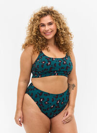 Bikinibroekje met hoge taille, Teal Leopard, Model