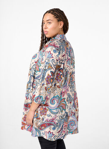 Zizzi Viscose tuniek met 3/4-mouwen en paisley print, Sand Do. Paisley AOP, Model image number 1