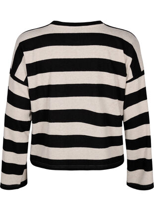 Zizzi Blouse met lange mouwen en strepen, Bl. Beige Mel.Stripe, Packshot image number 1