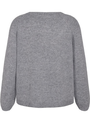 Zizzi Ruimvallende gebreide blouse met ronde hals, Medium Grey Melange, Packshot image number 1