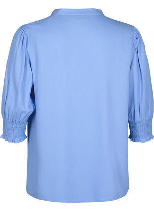 Zizzi Viscose blouse met smok en ruches, Cornflower Blue, Packshot image number 1