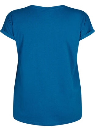 Zizzi T-shirt met korte mouwen van katoenmix, Petrol Blue, Packshot image number 1