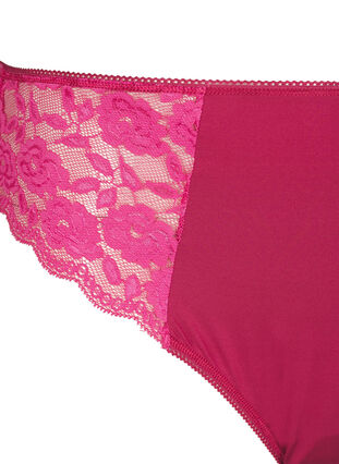 Zizzi Braziliaans microfiber slipje met kant, Rumba Red, Packshot image number 2