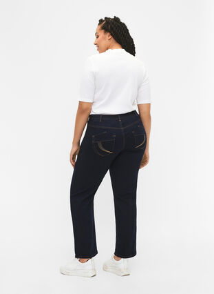 Zizzi Regular fit Gemma jeans met hoge taille, Blue denim, Model image number 2