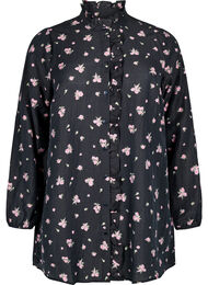 Bloemen tuniek in lyocell, Black AOP