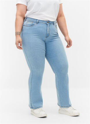 Zizzi Ellen bootcut jeans met hoge taille, Ex Lgt Blue, Model image number 2