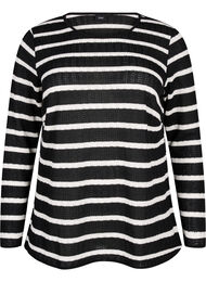 Blouse met strepen en lange mouwen, Black Sand Stripe