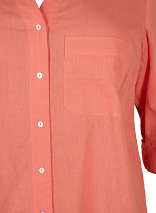 Zizzi Shirtblouse met knoopsluiting van katoen-linnenmix, Living Coral, Packshot image number 2