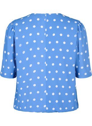 Zizzi Gestippelde blouse met korte mouwen, River S. White Dot, Packshot image number 1