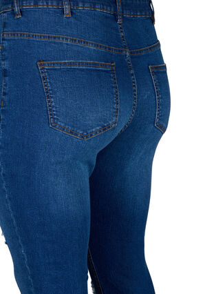 Zizzi Slim fit jeans met slijtagedetails, Blue Denim, Packshot image number 3