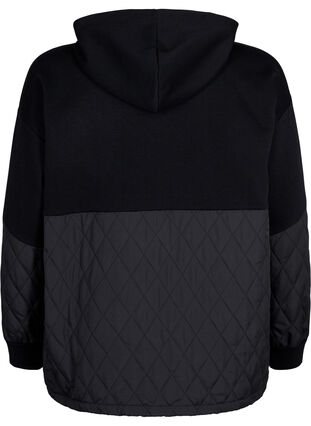 Zizzi Sweatshirt met capuchon en quilt, Black, Packshot image number 1