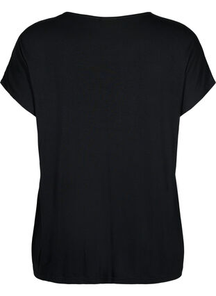 Zizzi T-shirt met korte mouwen van viscose en opdruk, Black W. Lips, Packshot image number 1