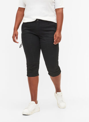 Zizzi Slim fit capri jeans met zakken, Black, Model image number 3