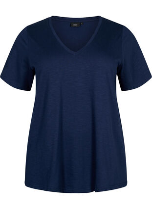Zizzi Basic t-shirt met korte mouwen en v-hals, Navy Blazer, Packshot image number 0