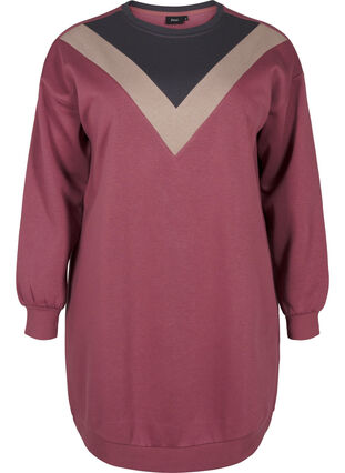 Zizzi Lang sweatshirt met colourblock, Rose B. Color Block, Packshot image number 0