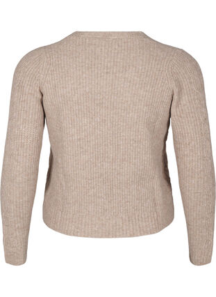 Zizzi Gebreid vest met strikdetails, Simply Taupe Mel., Packshot image number 1