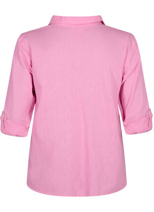 Zizzi Shirt blouse met knoopsluiting van katoen-linnenmix, Rosebloom, Packshot image number 1