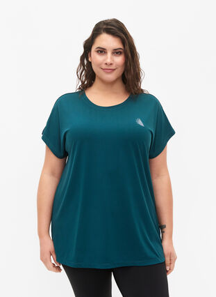 Zizzi Trainings T-shirt met korte mouwen, Deep Teal, Model image number 0