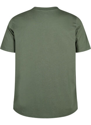 Zizzi Basic katoenen T-shirt met ronde hals, Thyme, Packshot image number 1