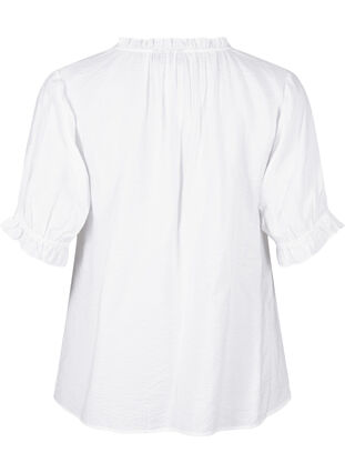 Zizzi Viscose blouse met korte mouwen en ruches, Bright White, Packshot image number 1