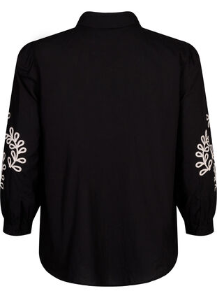 Zizzi Los katoenen shirt met borduursel, Black, Packshot image number 1