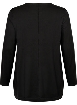 Zizzi Gebreide blouse gemaakt van katoen en viscose., Black, Packshot image number 1