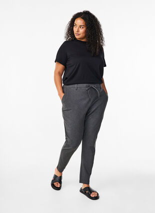 Zizzi Cropped Maddison broek, Dark Grey Melange, Model image number 0