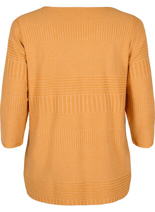 Zizzi Blouse met driekwartmouwen en een gestreept patroon, Sudan Brown Mel., Packshot image number 1