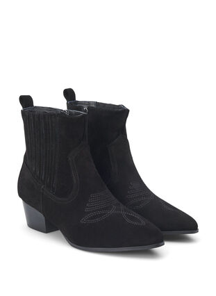 Zizzi Wide fit - Suède enkelboot, Black, Packshot image number 1