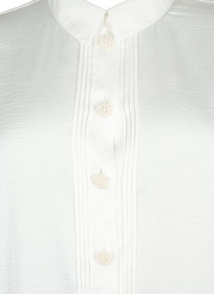 Zizzi Lang shirt met parelknopen, Bright White, Packshot image number 2