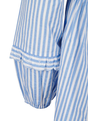 Zizzi Gestreepte blouse met open voorkant en geborduurde details, C. Blue White Stripe, Packshot image number 3