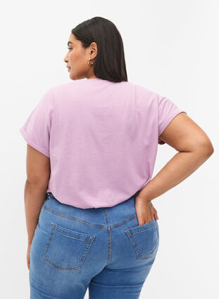 Zizzi T-shirt met korte mouwen van katoenmix, Lavender Mist, Model image number 1