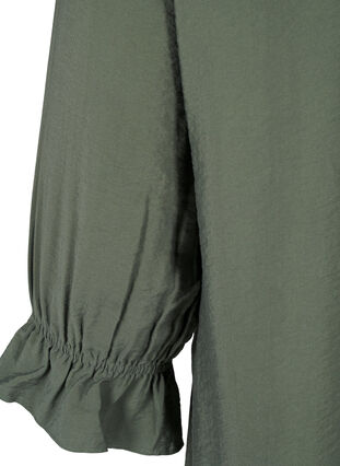 Zizzi Lang viscose shirt met kanten detail, Thyme, Packshot image number 3