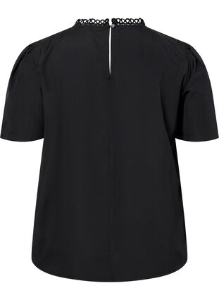 Zizzi Blouse met Anglaise borduurwerk met korte mouw, Black, Packshot image number 1