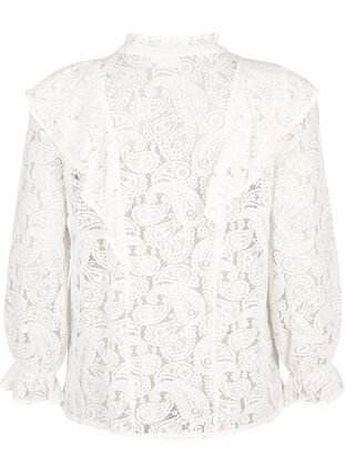 Zizzi Kanten overhemd-blouse met ruches, Snow White, Packshot image number 1