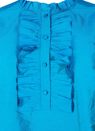 Zizzi Glanzende shirtblouse met ruches, Diva Blue, Packshot image number 2