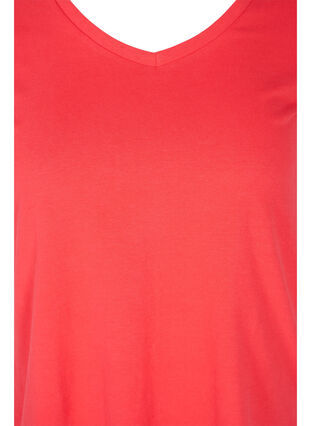 Zizzi Basic t-shirt in effen kleur met katoen, Hibiscus, Packshot image number 2