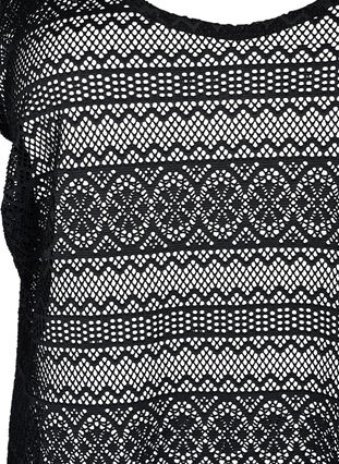 Zizzi Mouwloze top met gaatjespatroon, Black, Packshot image number 2