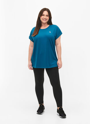 Zizzi Trainings-T-shirt met korte mouwen, Deep Lagoon, Model image number 2