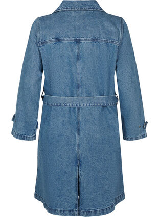 Zizzi Denim trenchcoat met riem, Blue Denim, Packshot image number 1