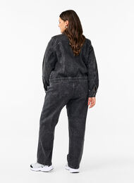 Losse jeans met gekorte lengte, Dark Grey Denim, Model