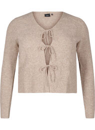 Gebreid vest met strikdetails, Simply Taupe Mel.