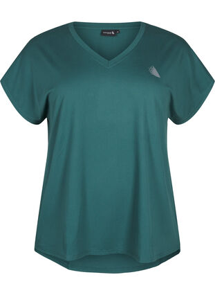 Zizzi T-shirt met V-hals, Bistro Green, Packshot image number 0