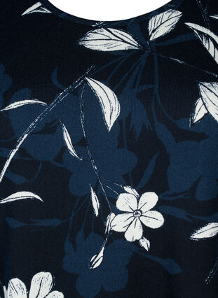 Zizzi Gebloemde blouse met lange mouwen, Navy B. Flower AOP, Packshot image number 2