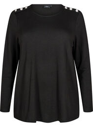 Blouse met decoratieve knopen, Black