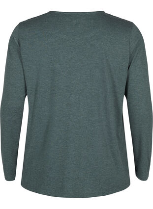 Zizzi T-shirt met lange mouwen en ronde hals, Scarab Mel., Packshot image number 1