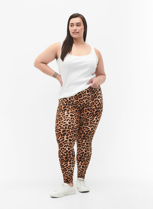 Zizzi Viscose leggings met luipaardprint, Leo, Model image number 2