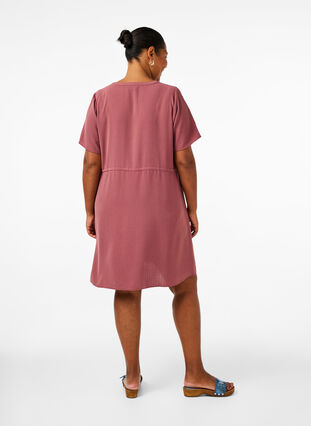 Zizzi Jurk met korte mouwen en strik in de taille, Rose Brown, Model image number 1