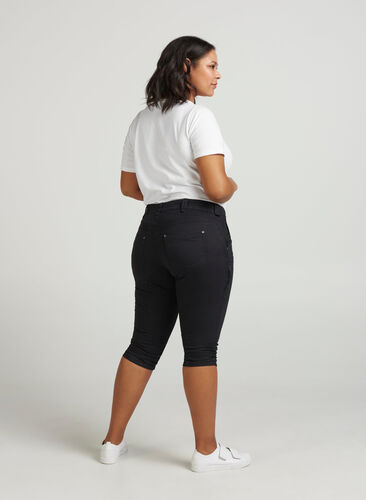Zizzi Slim fit capri jeans met zakken, Black, Model image number 1