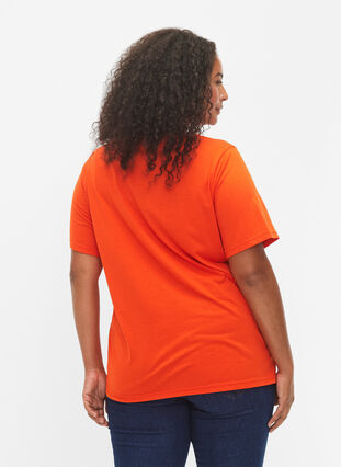 Zizzi FLASH - T-shirt met motief, Orange.com, Model image number 1